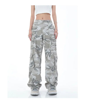 Women's Camouflage Cargo Pants Hip Hop Oversized Streetwear Spring Autumn Straight New Wide Leg High Street Fashion Casual Trousers