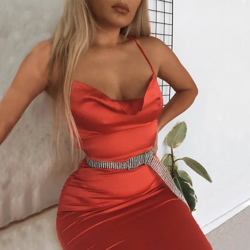 red satin oriental lace up back bodycon dress Alayah Red Satin Lace Tie-Back Midi Dress