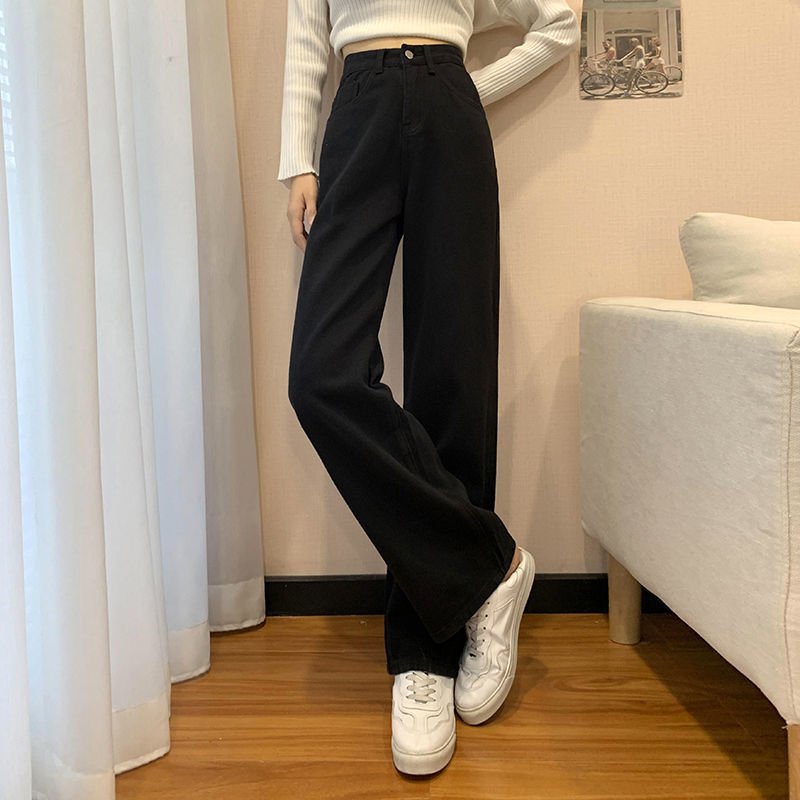 High Waist Straight Jeans Women Casual Classic Comfortable Everyday Denim Fashion Trousers