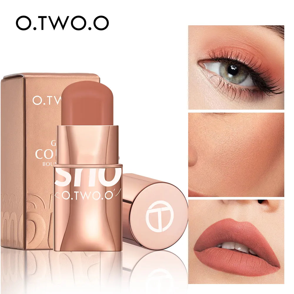 3-in-1 Lipstick Blush Stick Eyes Cheek and Lip Tint Buildable Waterproof Lightweight Multi Stick Face Makeup