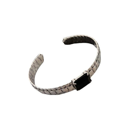 Cuff Bracelet Women Black Zirconia Vintage Handmade Couples Fashion Birthday Party Jewelry Gift