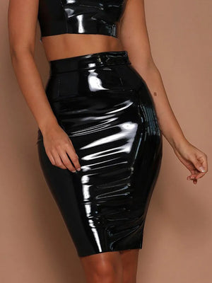 High Waist Shiny  Ladies Skirt Short Pencil Skirt Black/Red Colors Sexy Clubwear Elegant Bodycon Skirts