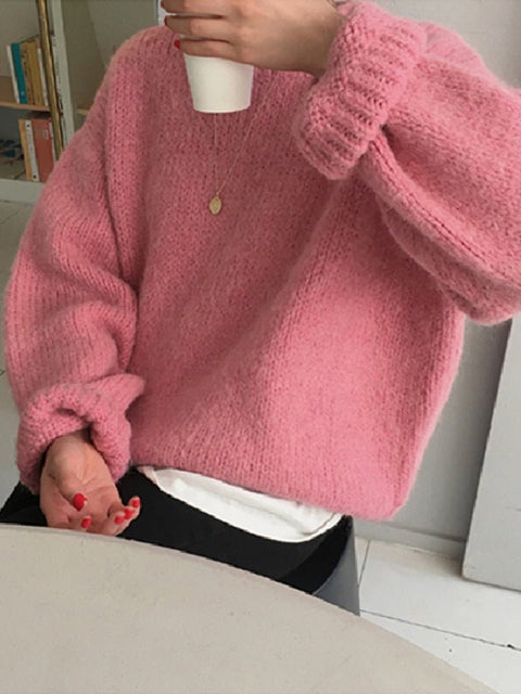 Oversized Sweater Women Loose Knitted Long Sleeve Pullover Cozy Warm Winter Casual Fashion Top