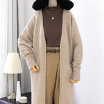 Women's Loose Thick Warm Sweater Cardigan w/ Pockets Spring Autumn Winter V-Neck Knitted Cardigan