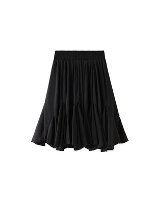 Fish Tail Pleated White/Black Short Mini Skirt A-Line High Waist Sexy Chic Retro Elastic Waist Short Skirt