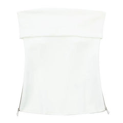 Women's Strapless Tube Strapless Tank Top with Side Zipper Slit