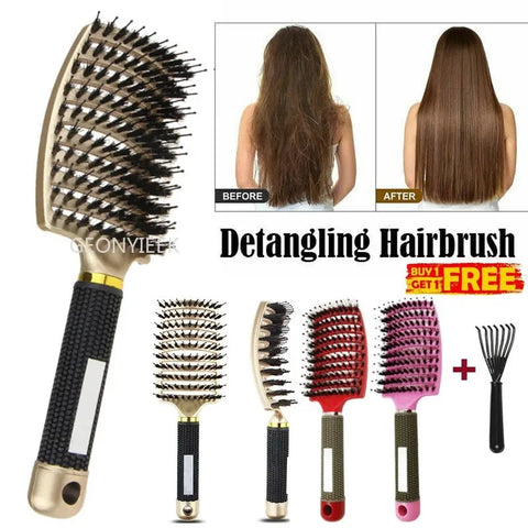 Hair Brush Detangling Scalp Massage Nylon Bristle Anti-Static Professional Salon Hairdressing Styling