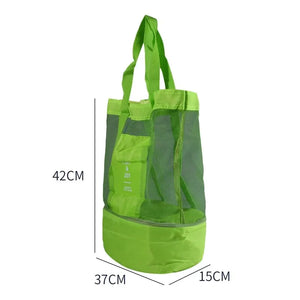 Large Mesh Beach Travel Tote Bag with Insulated Cooler Compartment Insulated Double Layer Picnic Ice Bag