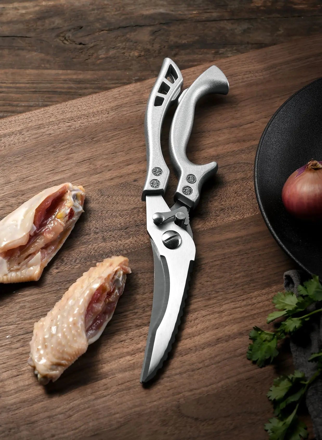 Kitchen Scissors Multifunctional Stainless Steel Food Scissors Chicken Bone Meat Fish Vegetable Cutting Trimming Shears