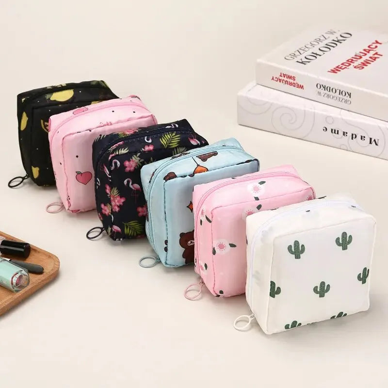 Sanitary Pad Tampon Storage Bag Portable Waterproof Organizer Pouch Cartoon Pattern Sanitary Napkin Bag