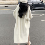 Women's Knitted Loose Long Sleeve White Lightweight Duster Cardigan