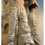 Multi-Pocket Wide Leg Loose Casual Cargo Pants Streetwear for Women Y2k Baggy Pants Vintage Trousers