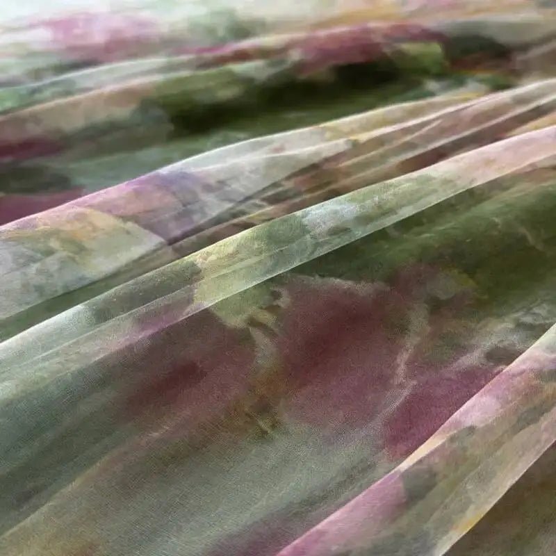 Close-up of translucent fabric with floral pattern