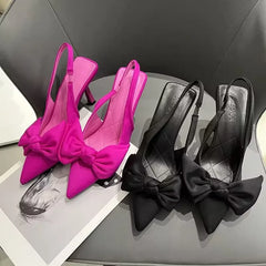 Summer New Fashion Butterfly Knot Women's Pumps Slingbacks High Heel Shoes Sexy Dress Thin Heel Pointed Toe Shoes