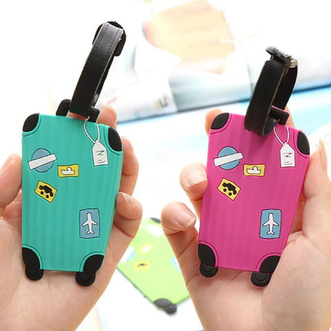Luggage Tag Silicone Portable Cartoon Style Girls Boys Card Cover Travel Bag Accessory Gift