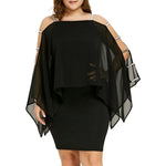 Cold Shoulder Cape Plus Size Dress black