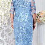 Elegant Lace Embroidered Midi Dress – Wedding Guest Gown