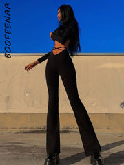 Sexy Lace Up V-Waist Stretchy Trousers Women's Pants