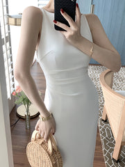 Women's Summer Fashion Sleeveless Chic Long Dress Elegant Evening Midi Dress