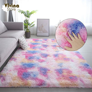 Rainbow Fluffy Carpet For Living Room Plush Rug For Bedroom Hallway Great For the Holidays