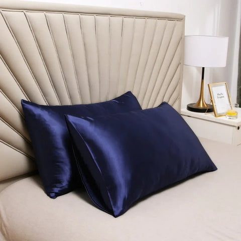 Satin Pillowcase 2-Piece Silk Emulation Soft Comfortable Pillow Cover Bed Throw Home Bedding Set