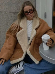 Faux Suede Shearling Jacket