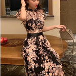 High Quality Embroidered Long Mesh Summer Dress New Fashion Mesh Sequins Flower Pattern Dress Chic Summer Maxi Long Dress