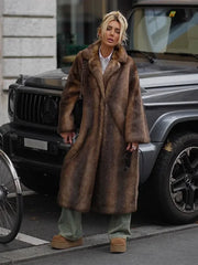 Brown Long Faux Fur Coat