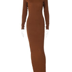 Y2K Elegant Bodycon Maxi Dress for Women O-Neck Chic Club Party Streetwear Fashion
