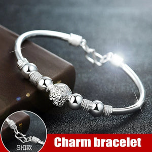 925 Sterling Silver Lucky Charm Bracelet Cuff Bracelets For Women Bangles Fashion Jewelry