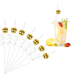 6-Piece Mirror Disco Ball Straws 70s Disco Party Decorative Mini Disco Ball Straw for Birthdays Wedding Bachelorette Party Favors