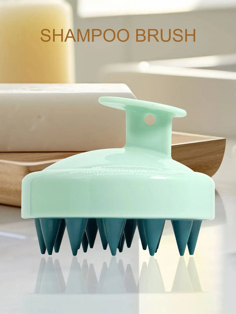 Scalp Massager Brush Silicone Shampoo Hair Head Body Spa Massage Comb Magic Handle Brush