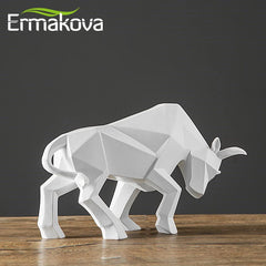 Resin Bull Statue Bison Sculpture Home Décor Abstract Animal Figurine Desktop Home Decoration Gift