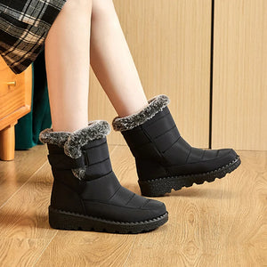 Waterproof Winter Boots for Women Faux Fur Plush Snow Boots Ankle Platform Boots Warm Fur Lining Winter Boots