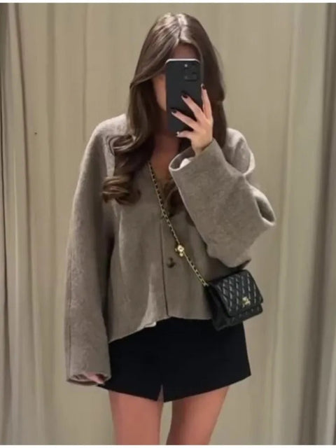 Oversized Blazer Women Faux Wool Long Casual Loose Fit Coat Fall Winter Chic Jacket Outerwear