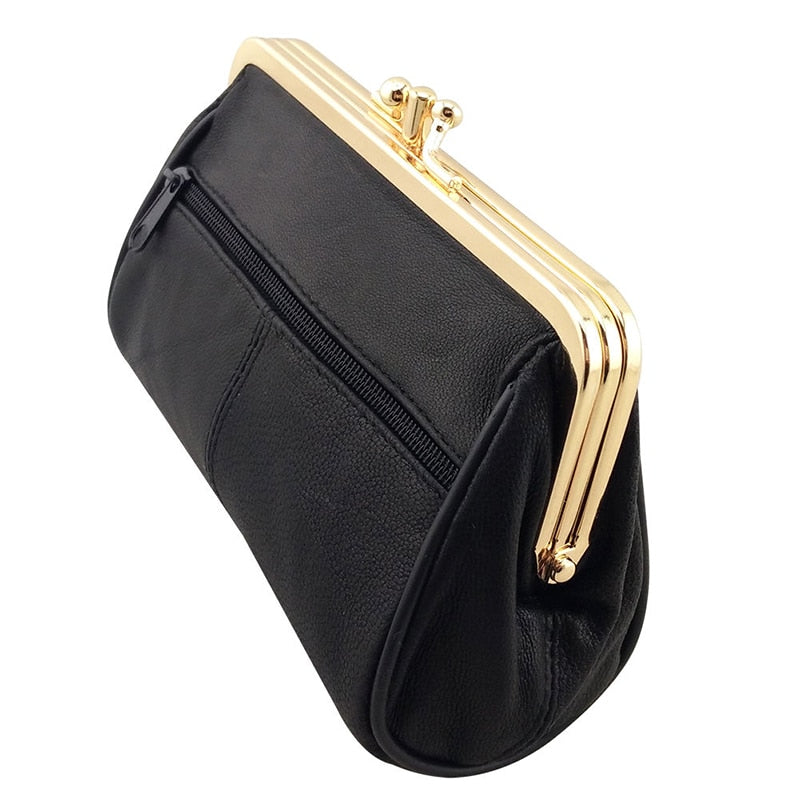 Women's Mini Coin Purses Genuine Leather Small Purse Metal Hasp Wallet Card ID Holder