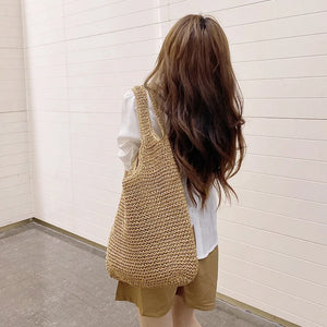 New Fashion Straw Tote Bag Woven Large Capacity Handbags Summer Beach Straw Bags Casual Tote Purses