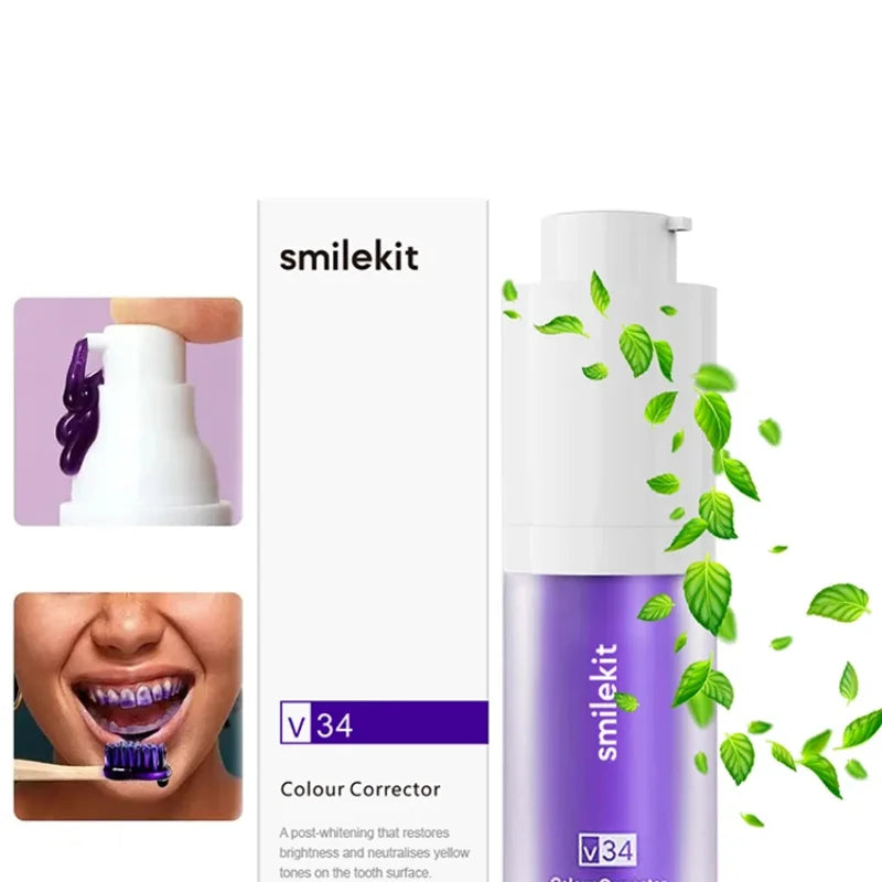 Purple Whitening Toothpaste Removes Stains Reduces Yellowing Care For Teeth & Gums Fresh Breath Brightens Teeth 30ml