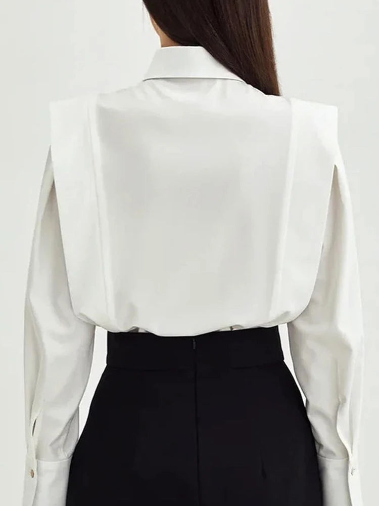 White/Black Long Sleeve Shirt for Women Elegant Casual Button Collar Top All-Season Office Wear Long Sleeve Shirt Boutique Fashion Aesthetic Button Shirts