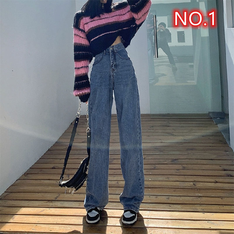 Women's Baggy Jeans Vintage High Waist Jeans Streetwear Denim Wide Pants