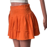 Women's Side Slit Pleated Denim Mini Skirt Tassel Distressed Hem A Line Split Jean Short Dress
