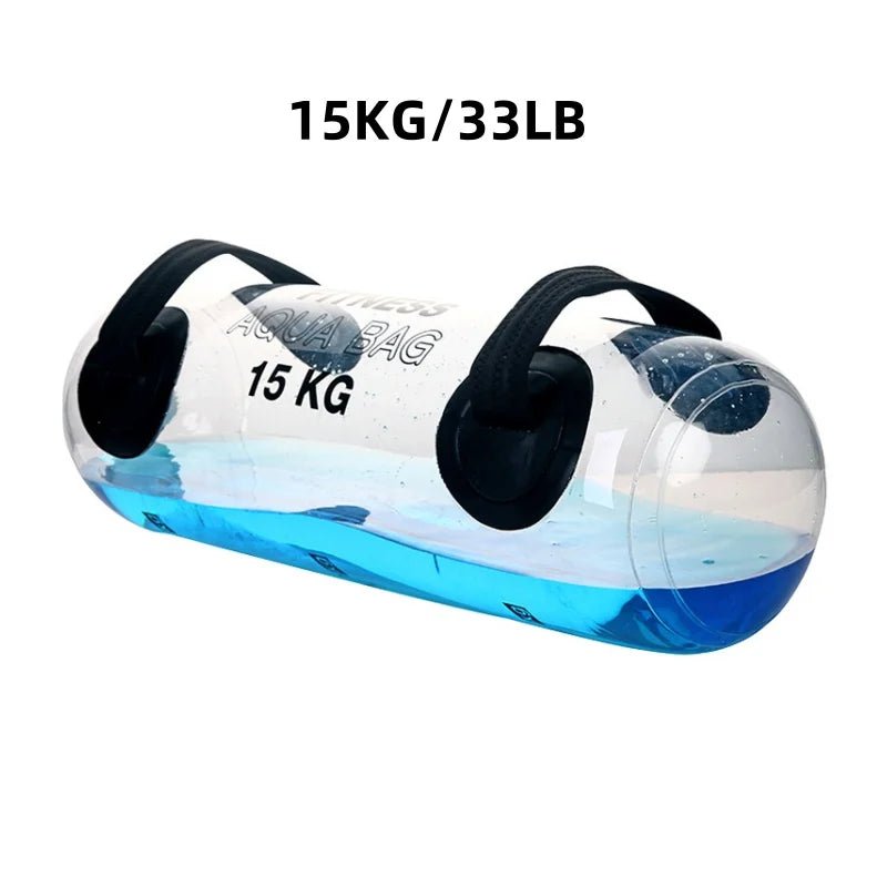 Aquatic resistance bag labeled '15 KG/33 LB' on a white background