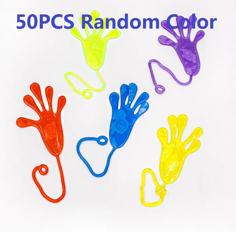 5-50 Pcs Funny Sticky Hands Toys for Kids Palm Elastic Sticky Squishy Slap Palm Toy Gift for Kids Novelty Party Favors