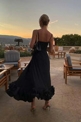 black midi dress