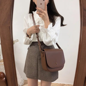 Women's Girls Shirts Blouses Vintage Preppy Style Flare Sleeve Peter Pan Collar White Button Shirt