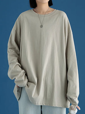 Women's Long Sleeve T-Shirt Oversized Tee Shirt Casual O-Neck Shirt