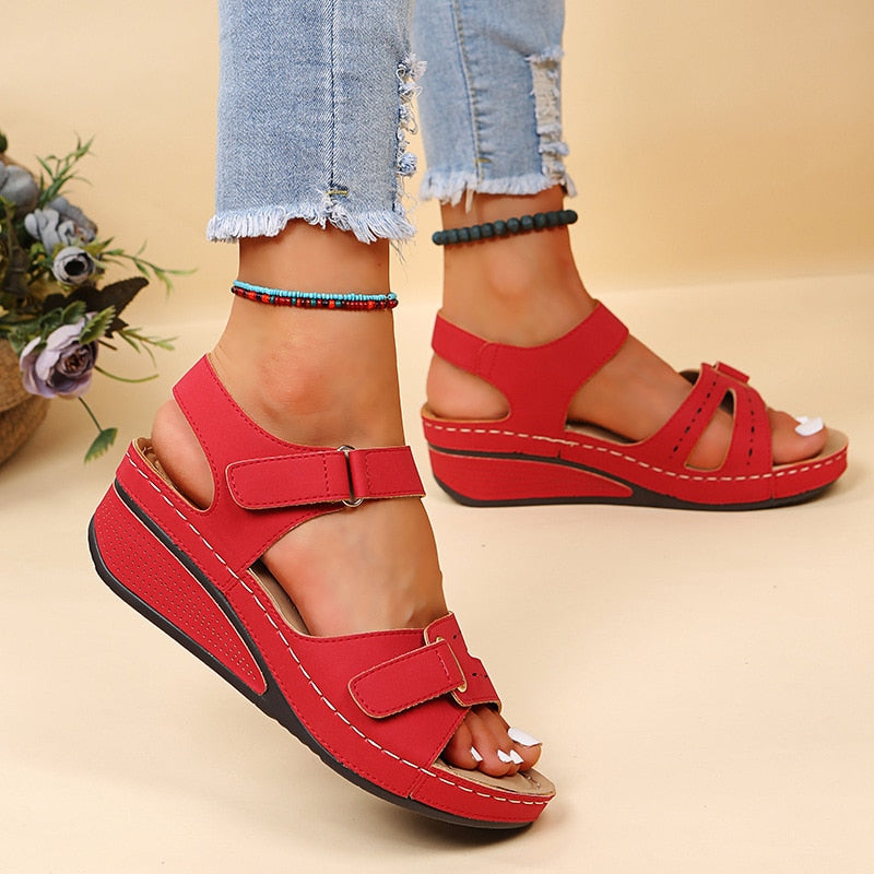 Summer Wedge Sandals for Women Non Slip Lightweight Casual Platform Open Toe Ankle Strap Sandals