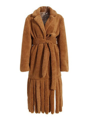 Women's Lamb Wool Plush Coat Loose Lace Up Plush Overcoat