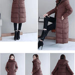 Women's Long Hooded Puffer Coat – Winter Essential - Plus Sizes