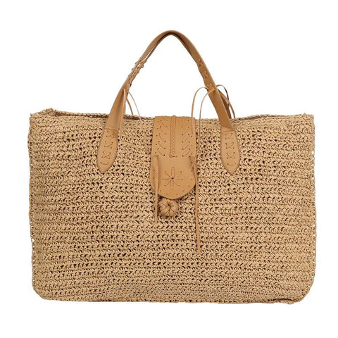 Rattan Straw Bag Women Bohemian Handmade Large Capacity Durable Shoulder Handbag Casual Summer Fashion